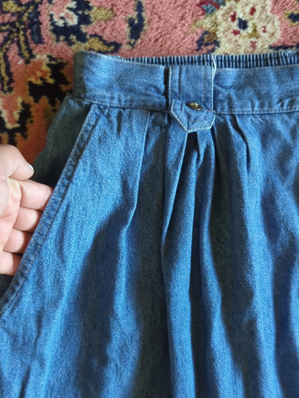 Koret Vintage Blue Denim Button-Front Women's Skirt - Picture 2 of 4